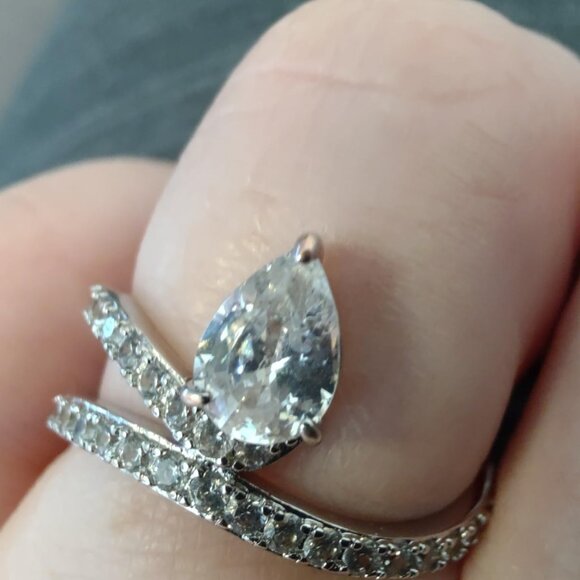 Neiman Marcus 14K White Gold Plated Solitaire Engagement Ring - Picture 1 of 4